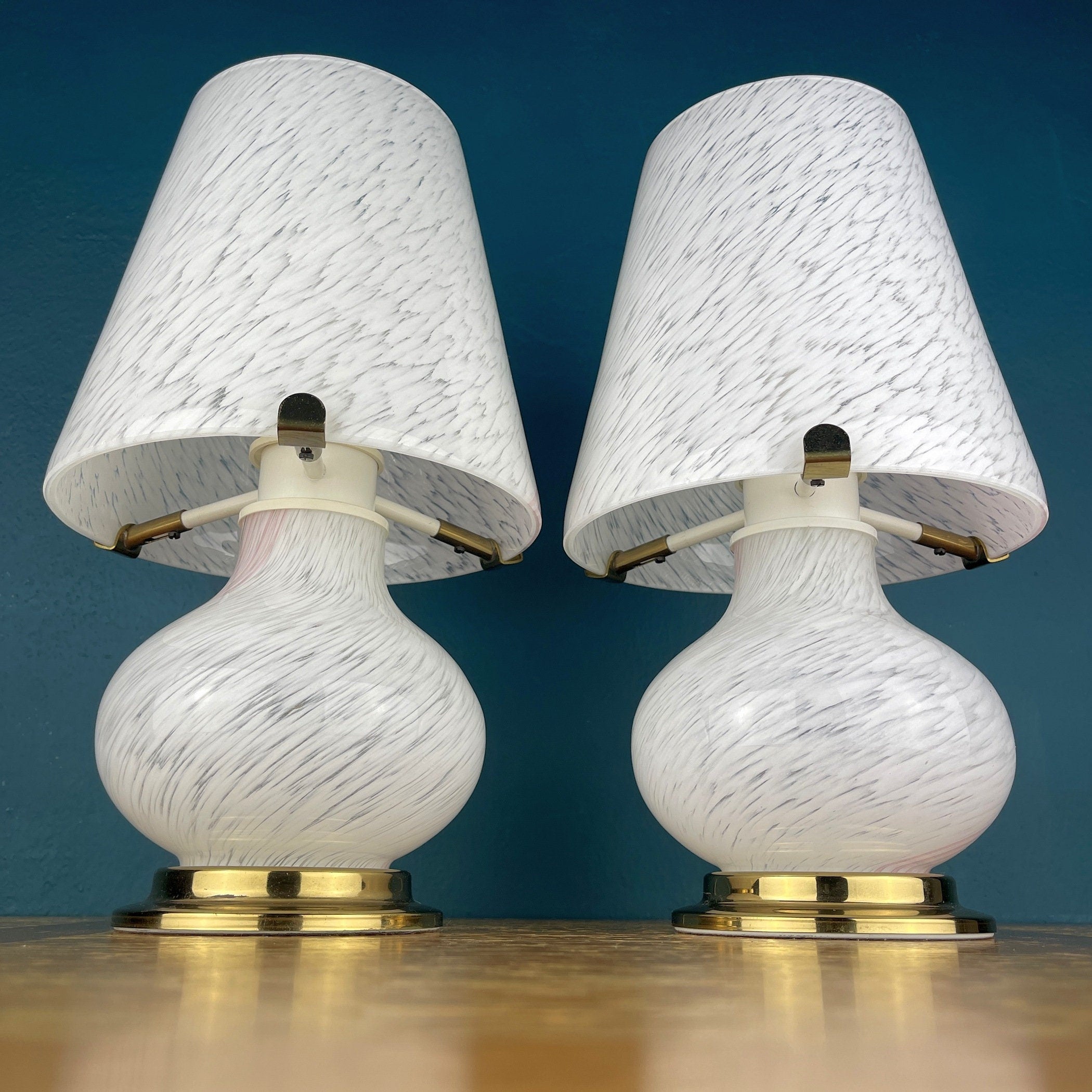 Pair of murano table lamps Mushroom Italy 1970s Italian Modern Retro home decor