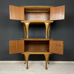 Pair of Vintage wood nightstands Italy 1950s  mid-century wooden bedside table