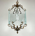 Vintage bronze pendant lamp, in style of Pietro Chiesa For Fontana Arte, Italy, 1950s