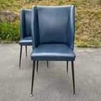 Vintage blue dining chairs, Italy 1950s, Mid-century modern, Set of 2