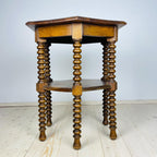 Antique Hexagonal Walnut Side Table, Italy, the Early 20th Century, Bobbin Turned Legs