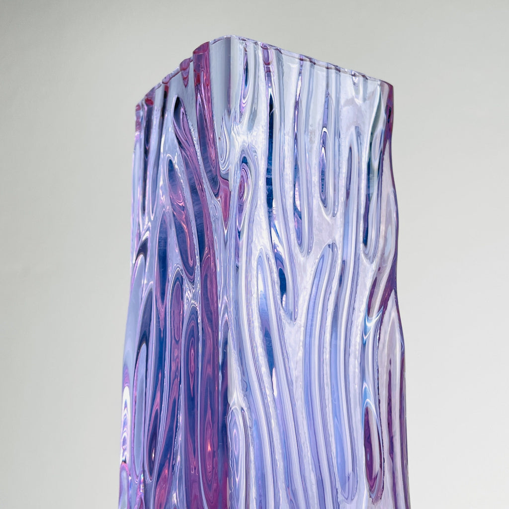 Vintage textured murano glass vase Tronchi, Italy 1970s