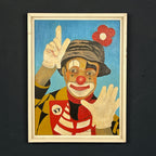 Vintage Naive Art "Sad Clown" Oil Painting by Oto Dobovišek, 1980s Yugoslavia