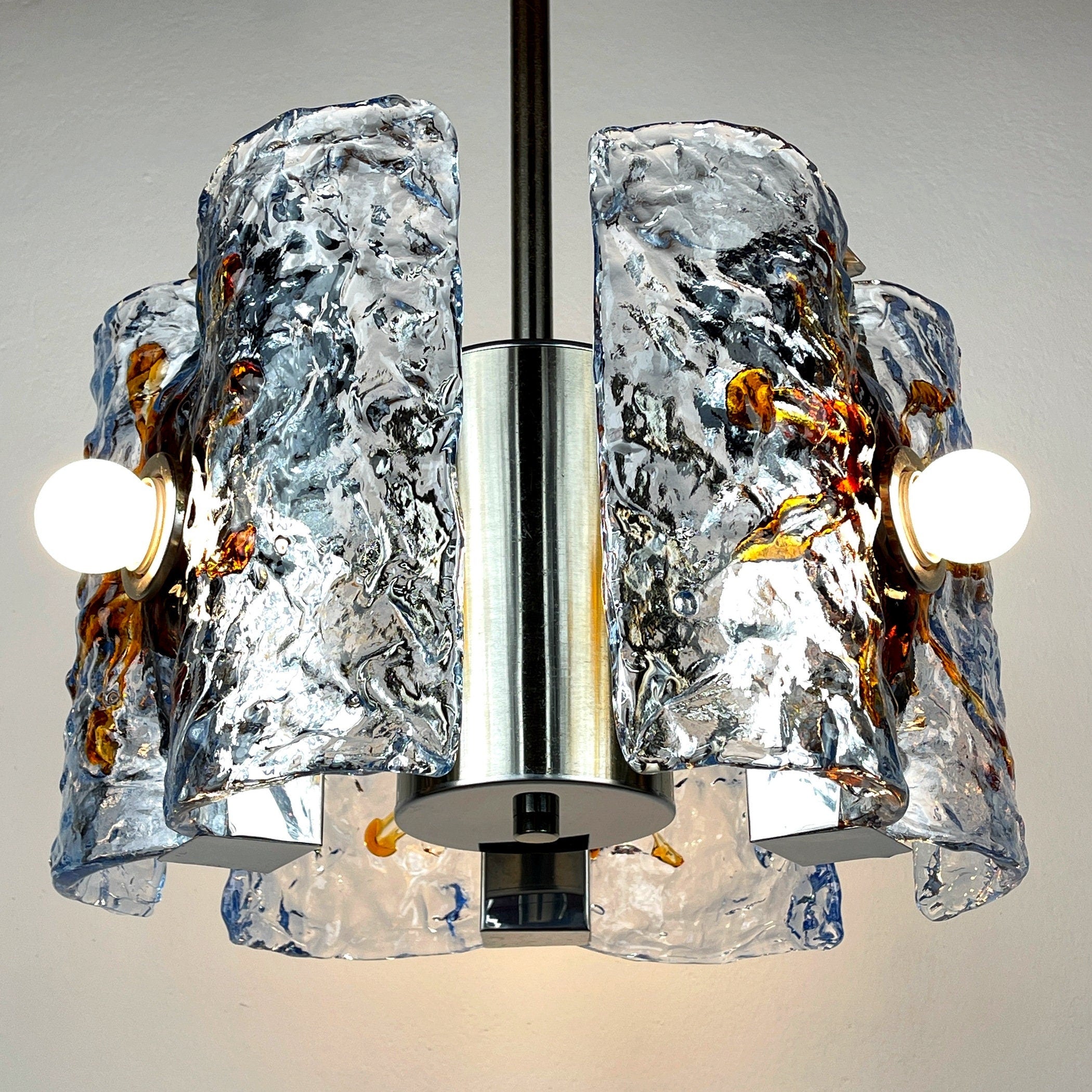 Mid-Century AV Mazzega Murano Glass Chandelier: Italian Space Age Lighting