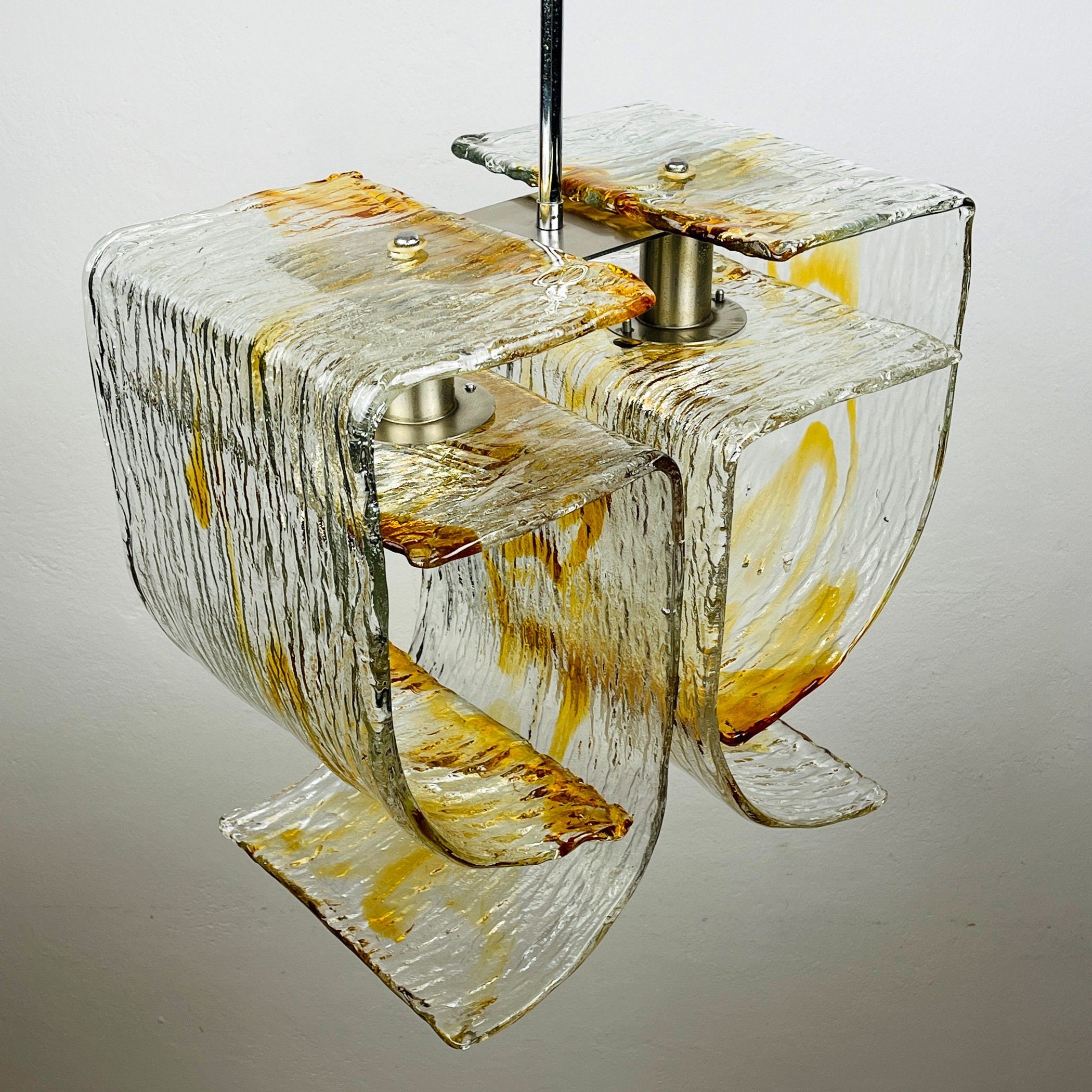 Vintage Murano glass chandelier by Mazzega, Italy 1970s, Space age, Mid-century modern