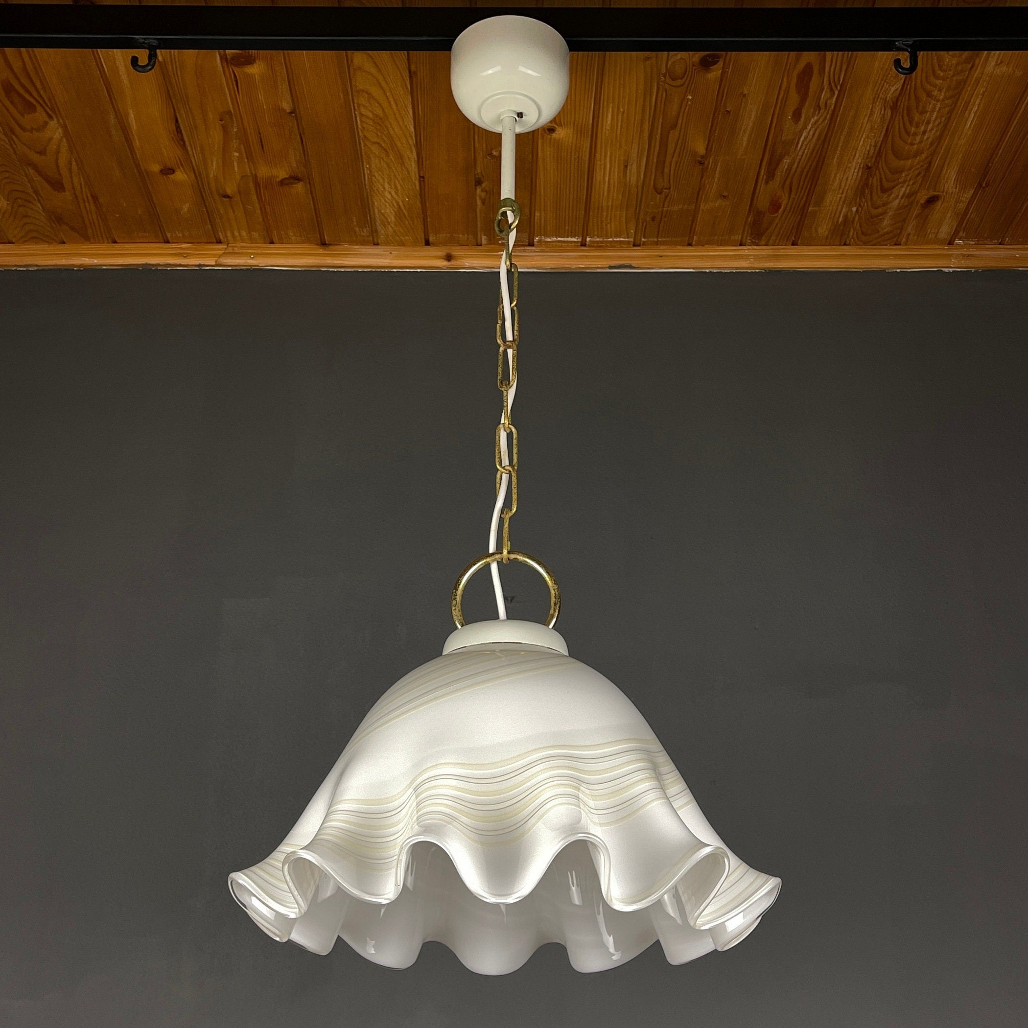Vintage Murano Glass Fazzoletto Pendant Lamp - Mid-Century Italian Lighting