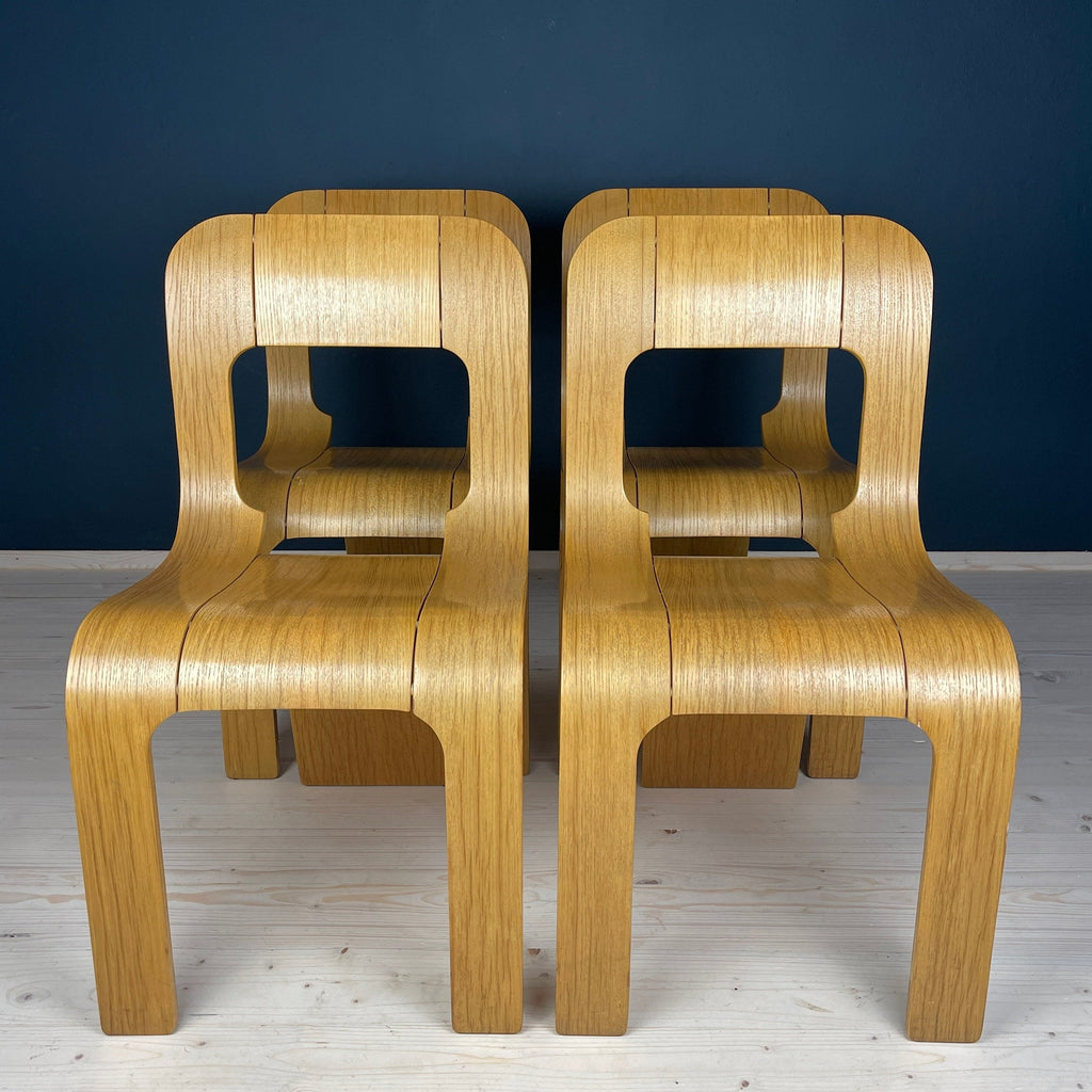 Mid-Century Plywood Dining Chairs Esse by Gigi Sabadin, Stilwood, Italy - Set of 4