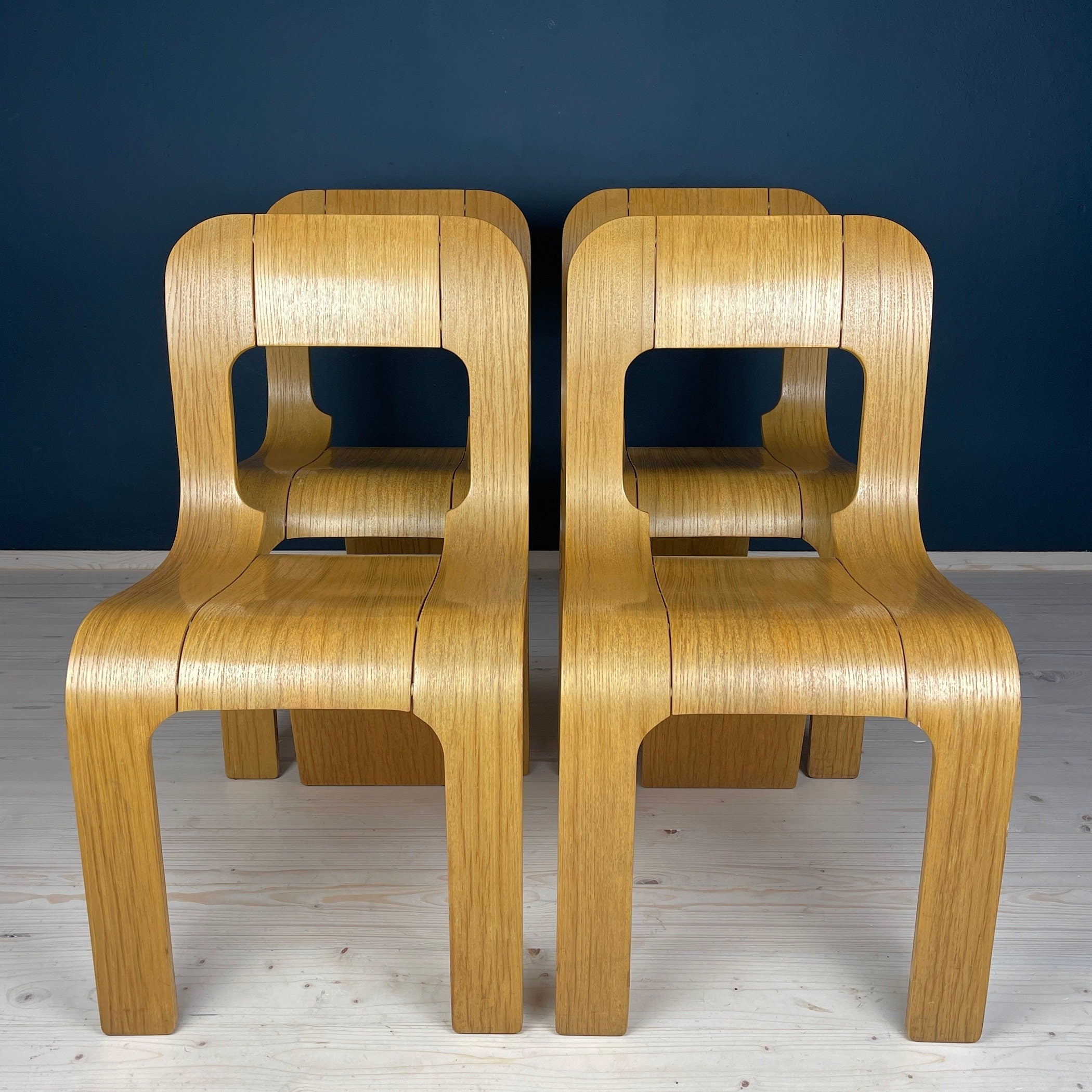Mid-Century Plywood Dining Chairs Esse by Gigi Sabadin, Stilwood, Italy - Set of 4