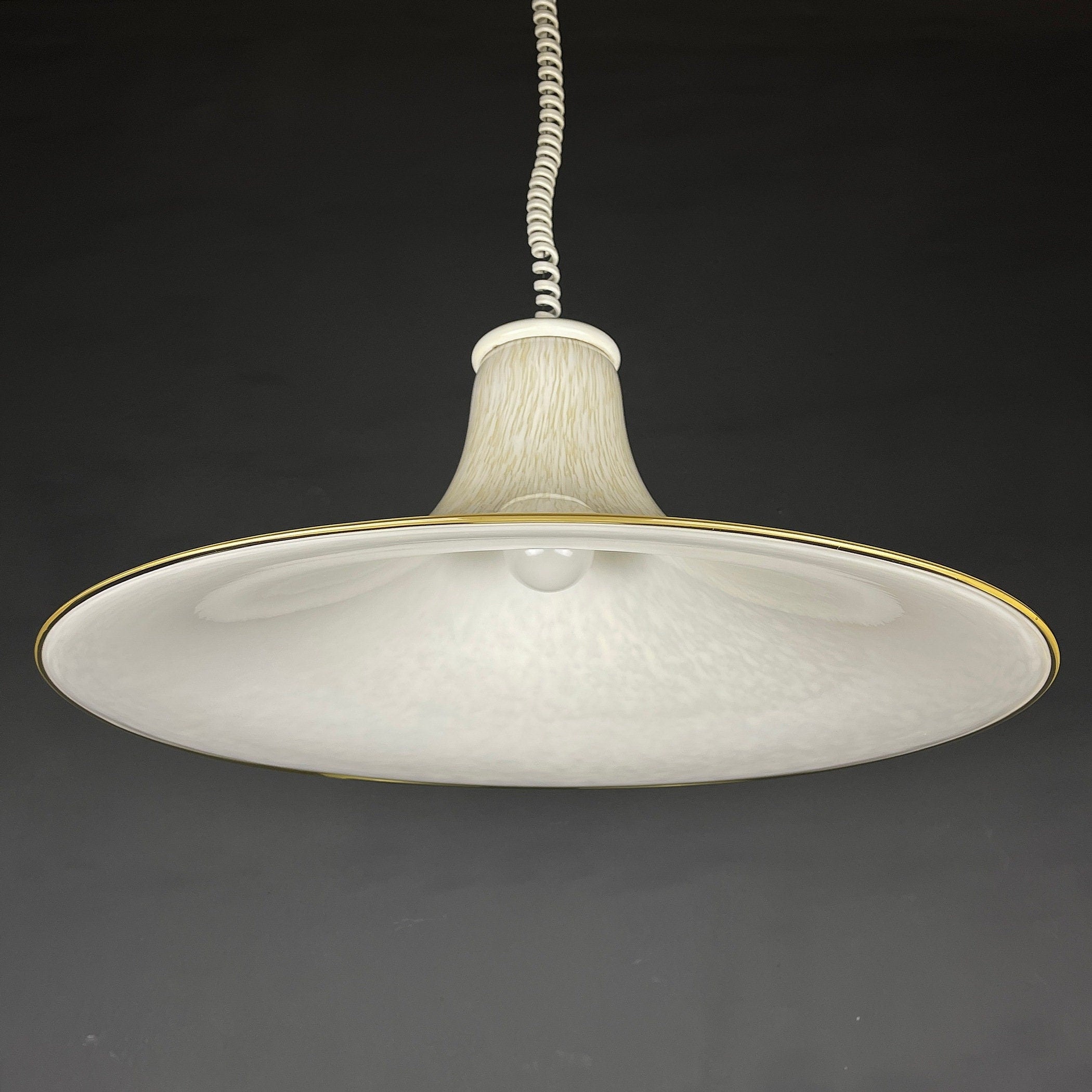 Mid-century beige murano glass pendant lamp Italy 1970s Handblown murano chandelier