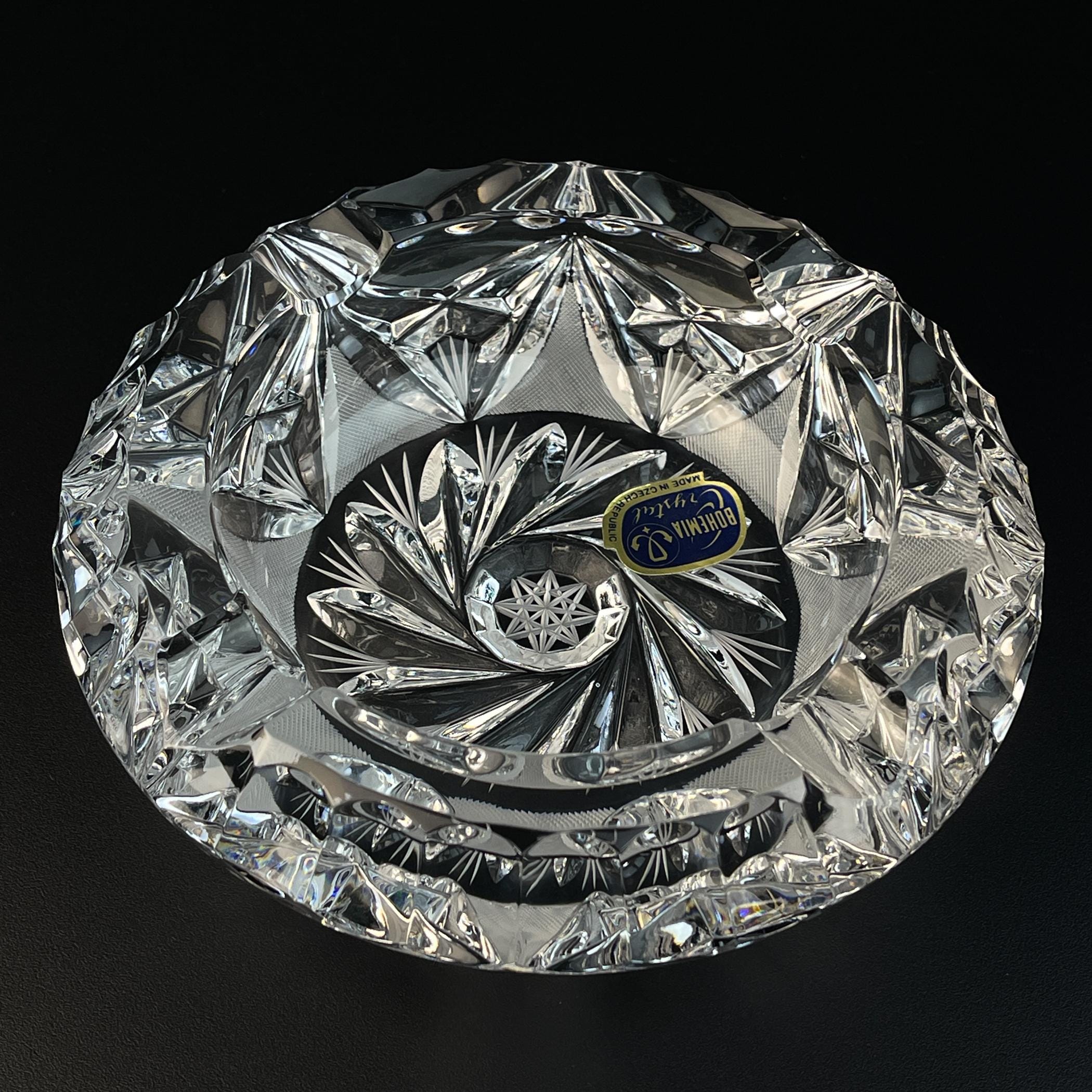Retro Bohemian glass ashtray by Bohemia Crystal, Czech Republic, 1990s, Vintage home decor