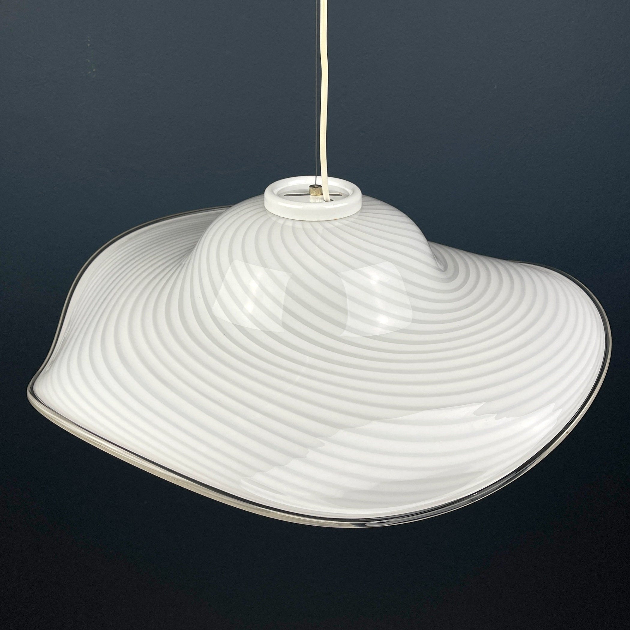 Vintage Swirl Murano Glass Chandelier - Italian Mid-Century Lighting