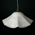 Vintage swirl white Murano glass pendant lamp, Italy 1970s