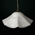 Vintage swirl white Murano glass pendant lamp, Italy 1970s