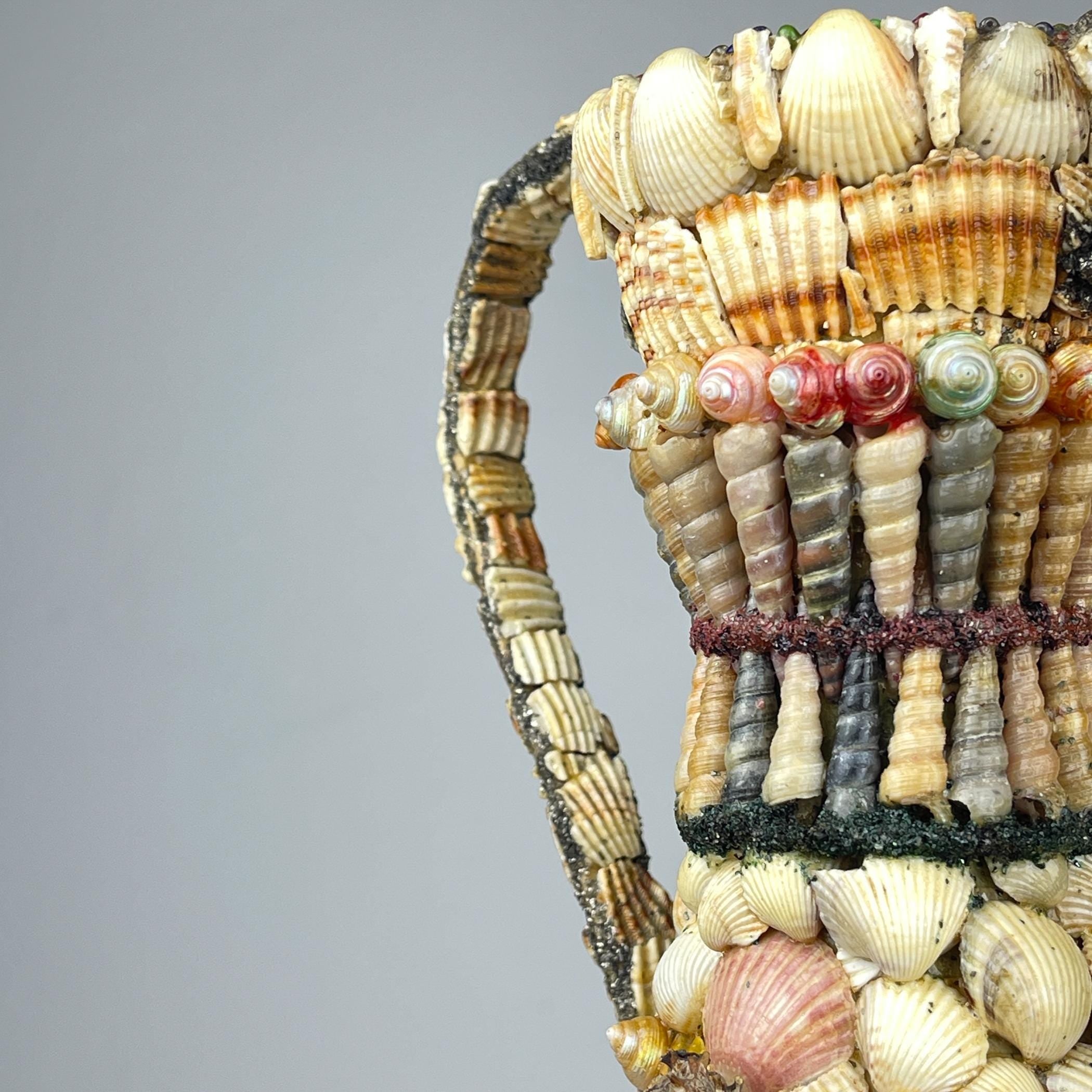 Vintage vase of shells 70s, Vintage home decor