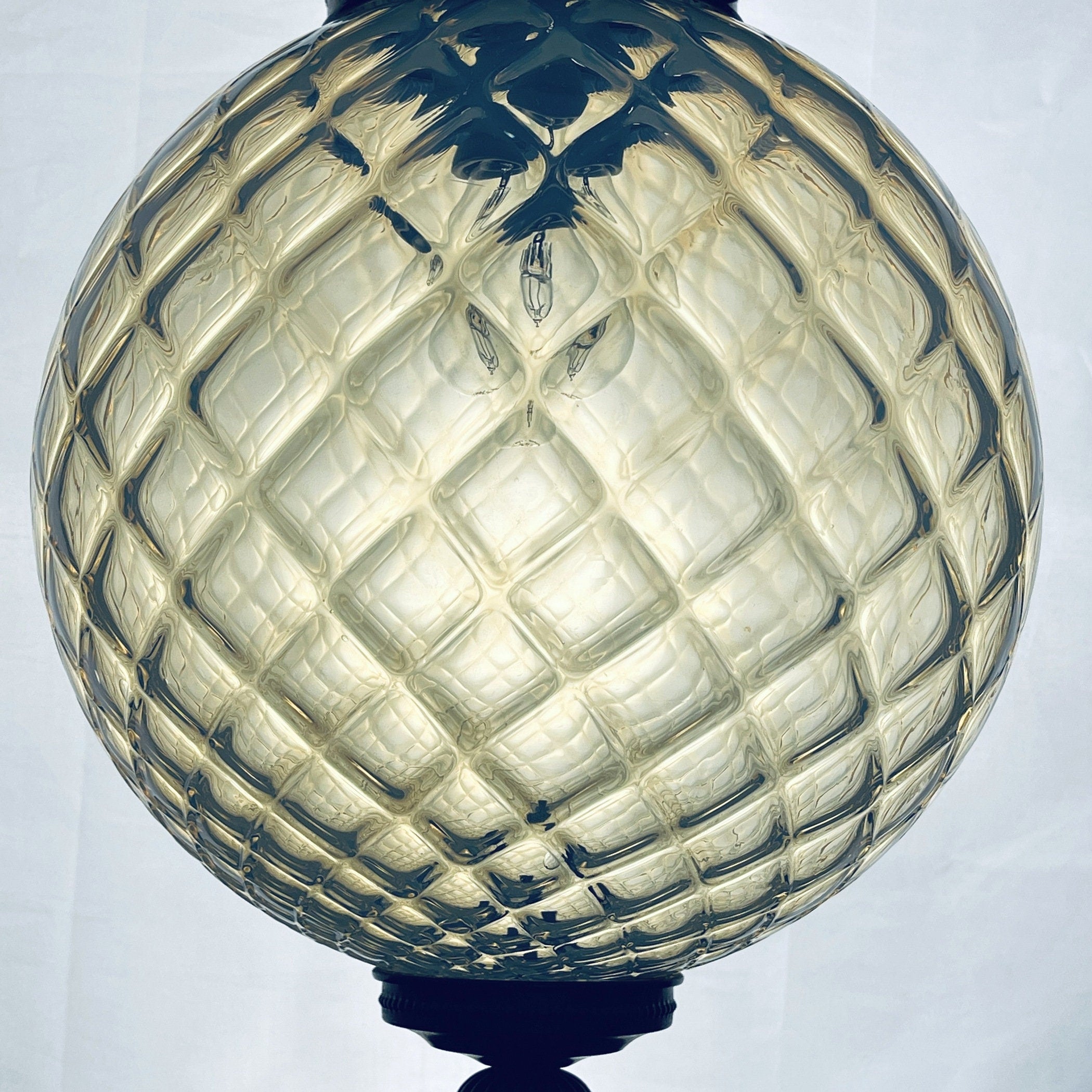 Vintage blue murano sphere ball pendant lamp Italy 1970s Mid-century italian lighting
