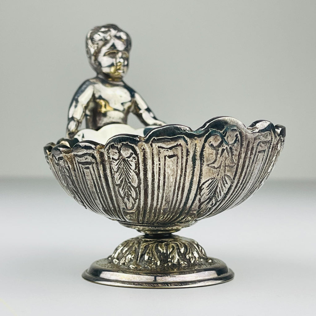 Vintage Silver-Plated Caviar Server with Spoon - Royal Family Sheffield Italy
