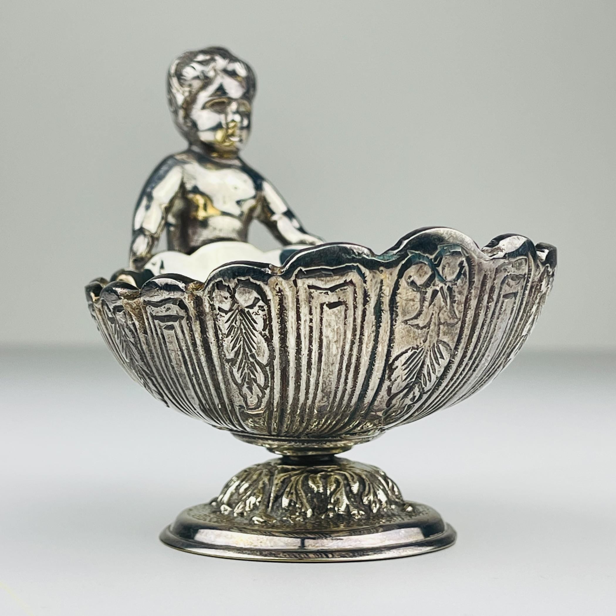 Vintage Silver-Plated Caviar Server with Spoon - Royal Family Sheffield Italy