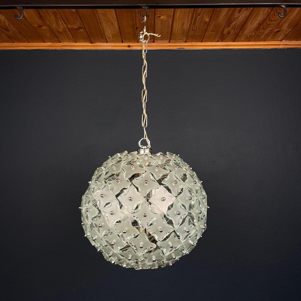 Vintage chandelier Sputnik by Fontana Arte, Italy 1960s, mid-century Italian modern