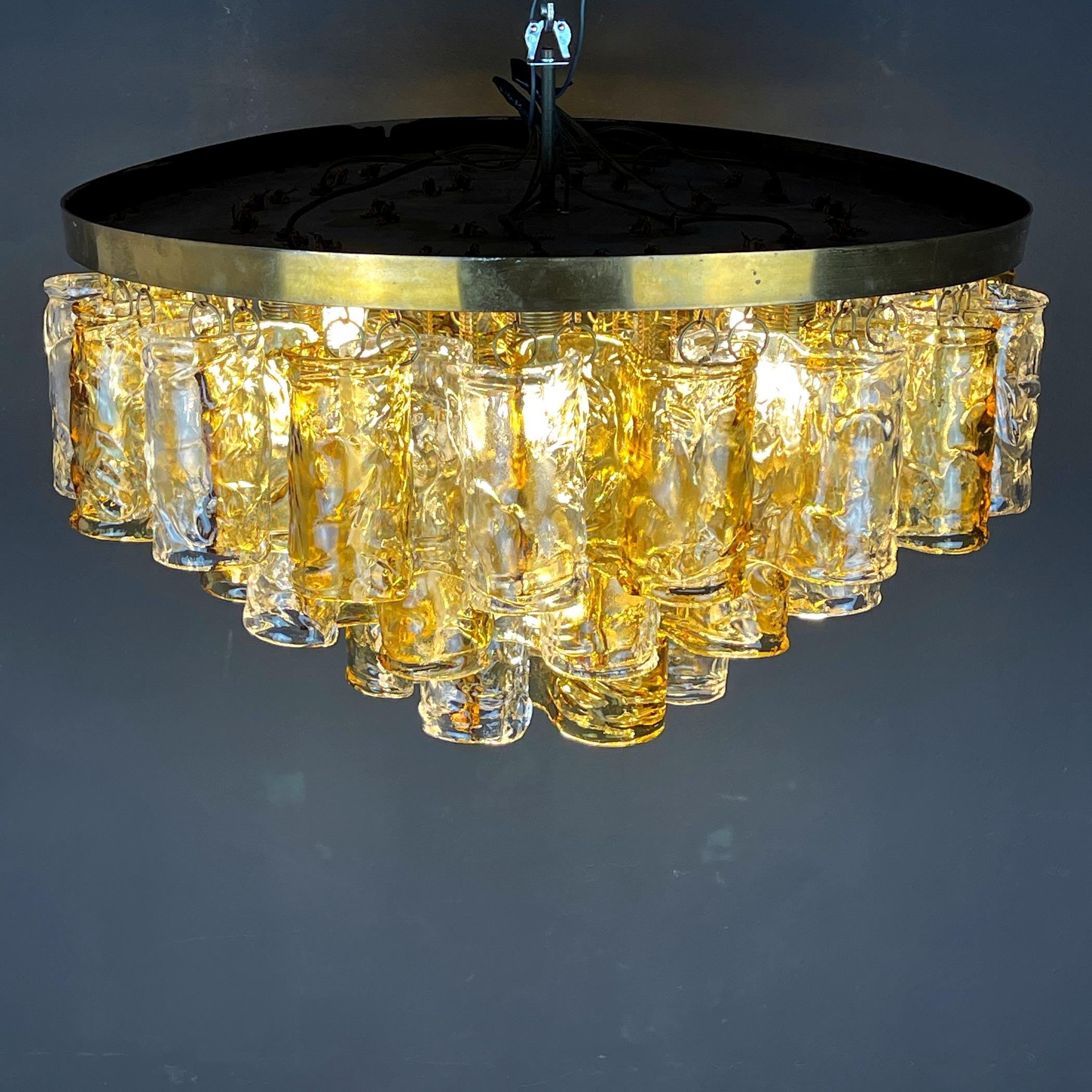 Murano chandelier by Mazzega Italy 1960s Mid-century modern italian lighting 36 murano glass plates