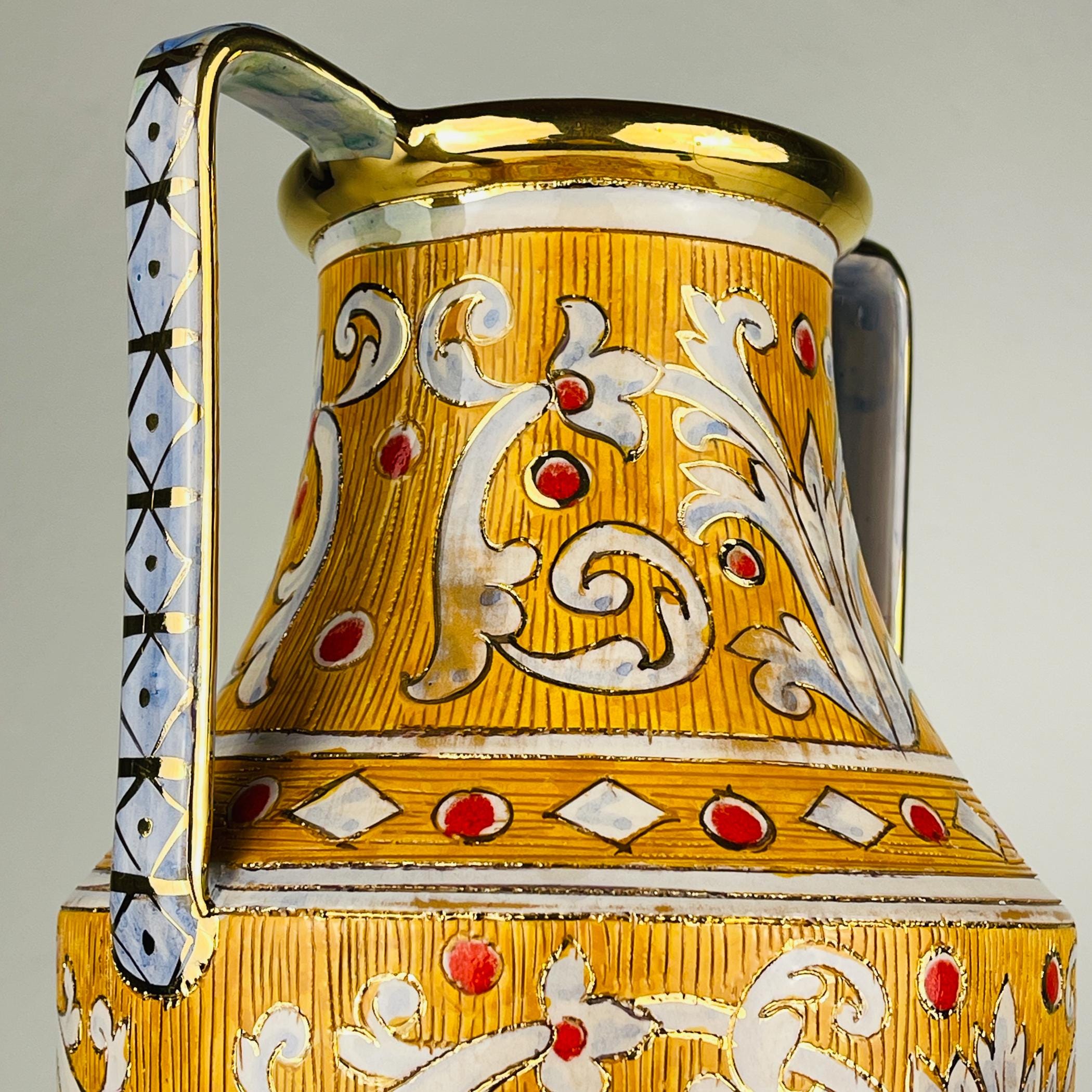 Antique ceramic vase by Serafino Volpi for Deruta, Italy, 1940-50s, Vintage home decor