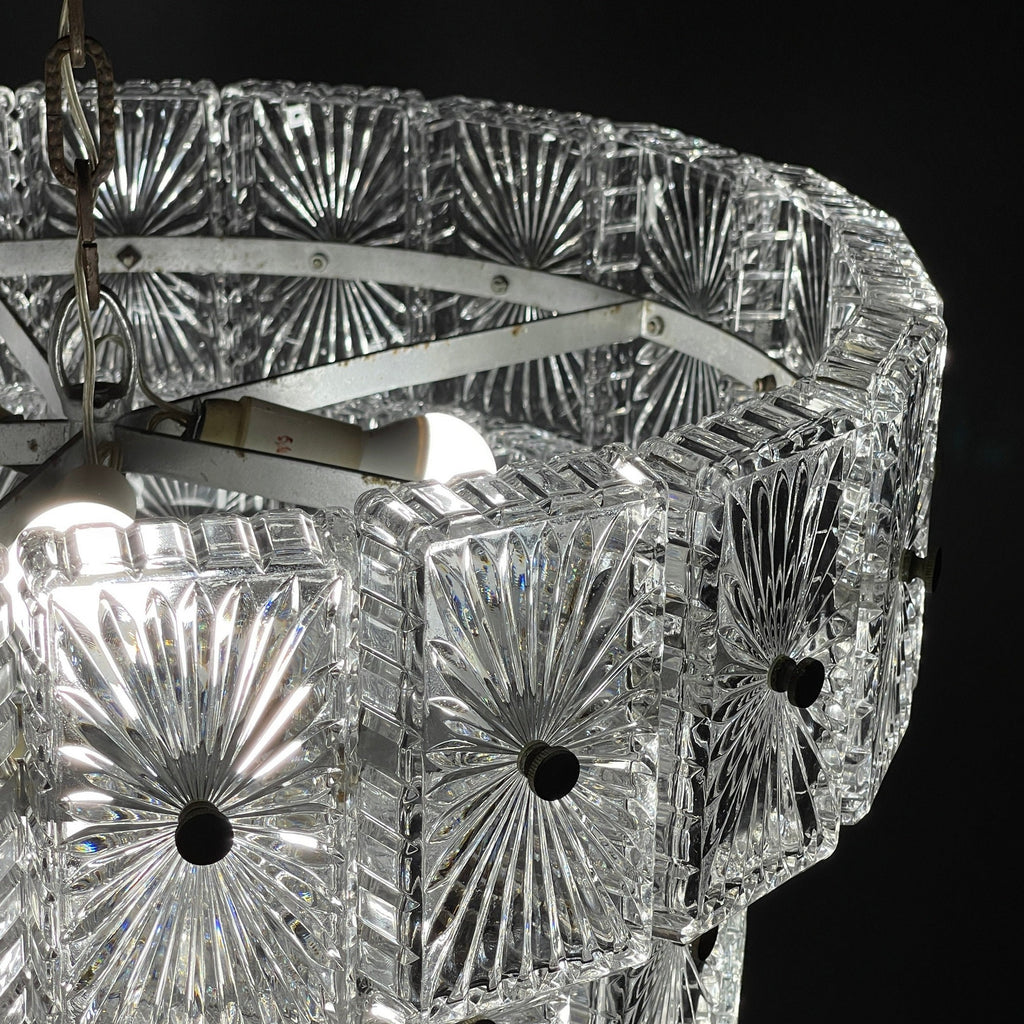 Vintage large crystal chandelier Italy 1960s
