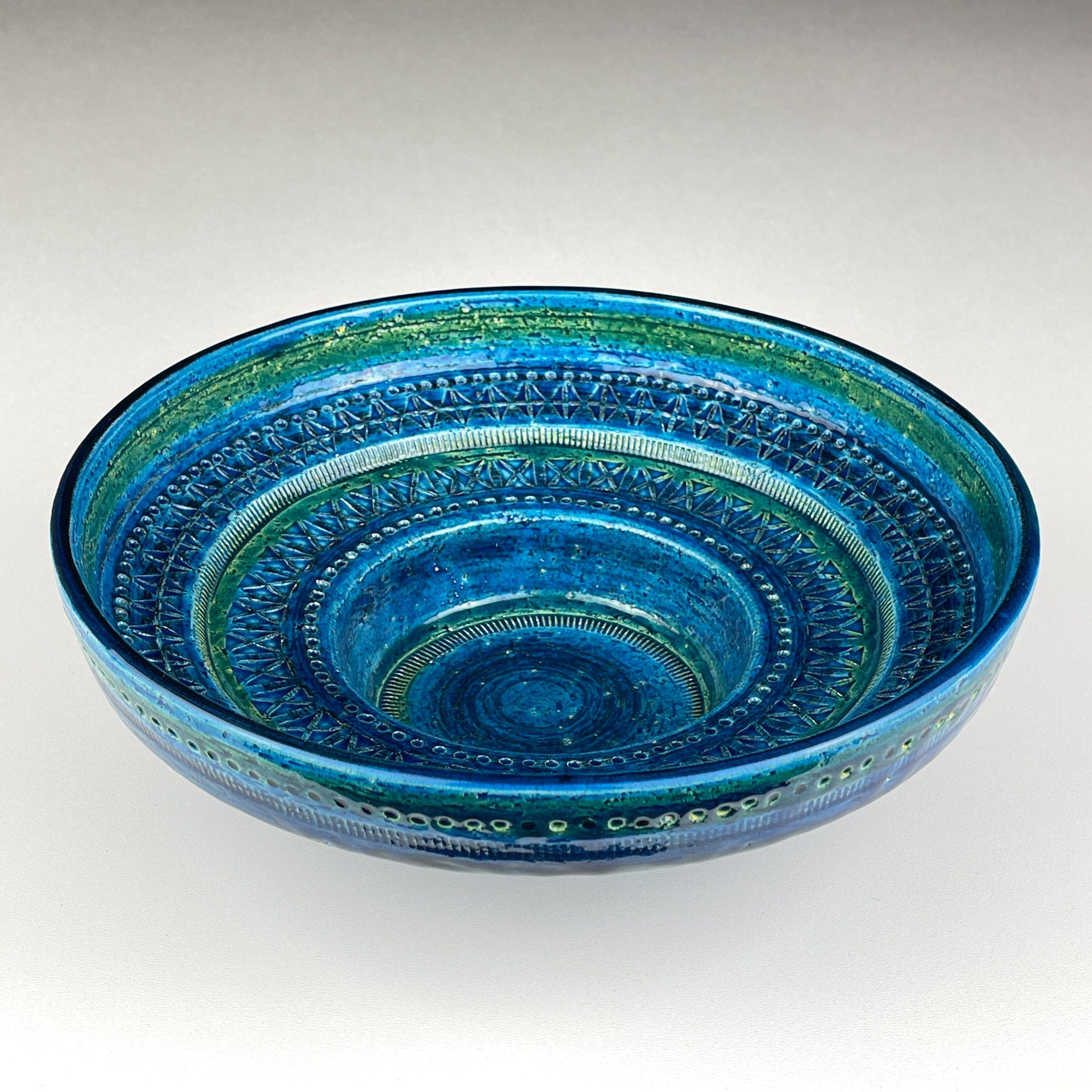 Vintage ceramic plate Rimini Blue, design Aldo Londi, Bitossi Italy 1970s, Mid-century home decor