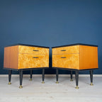 Vintage Birdseye Maple Nightstands: Mid-Century Modern Bedside Tables