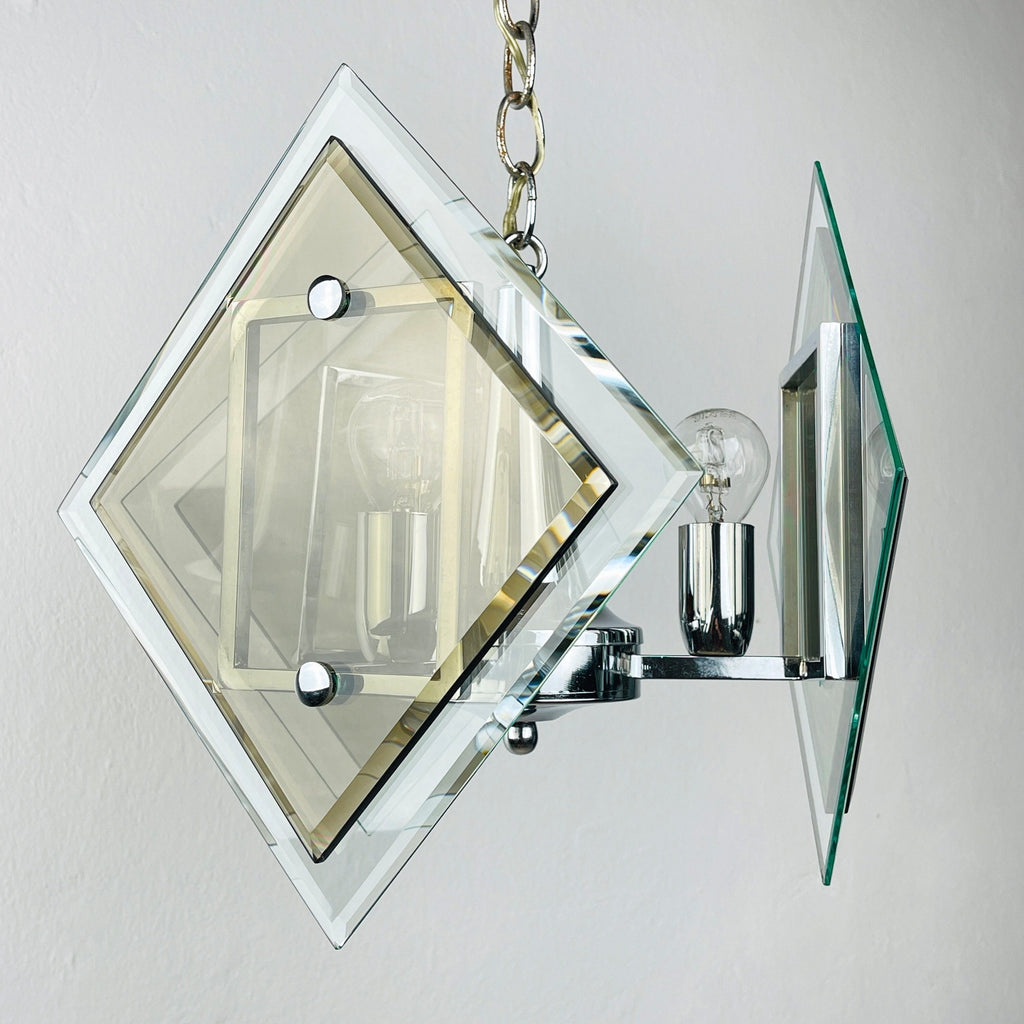 Vintage art glass pendant lamp by Fontana Arte, Italy 1970s, Art deco, MCM mid-century
