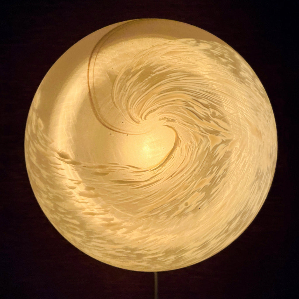 Vintage Murano Glass Night Lamp: 80s Italian Swirl Sphere Table Lamp