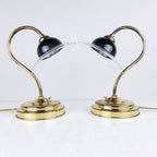 Vintage Gold Bedside Lamps: Italian Retro Mid-Century Lighting Pair