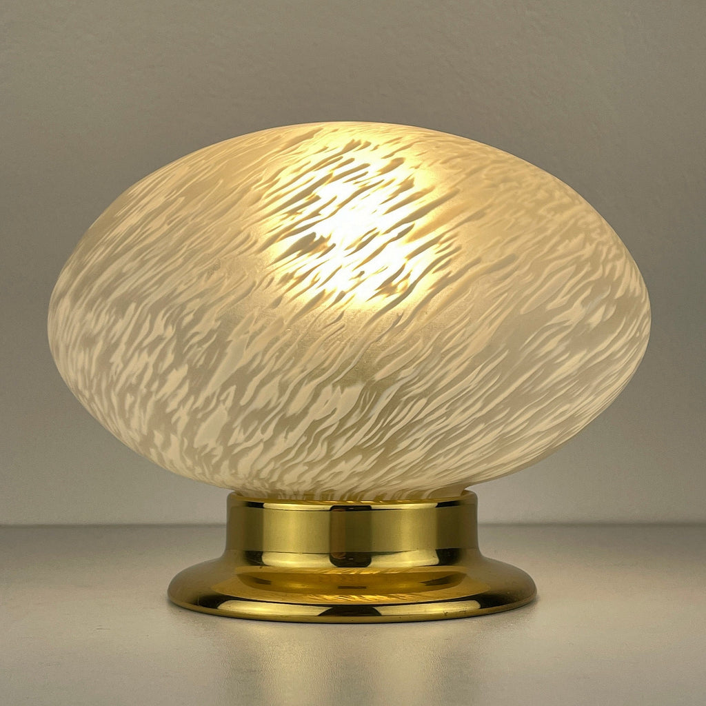 Vintage Murano Glass Night Lamp: Swirl Sphere Table Lamp, Italy 1980s