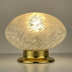 Vintage Murano Glass Night Lamp: Swirl Sphere Table Lamp, Italy 1980s