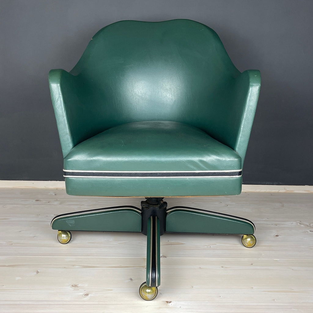 Mid-century swivel green office chair by Umberto Mascagni Italy 1950s Modernist Italian Loft Office