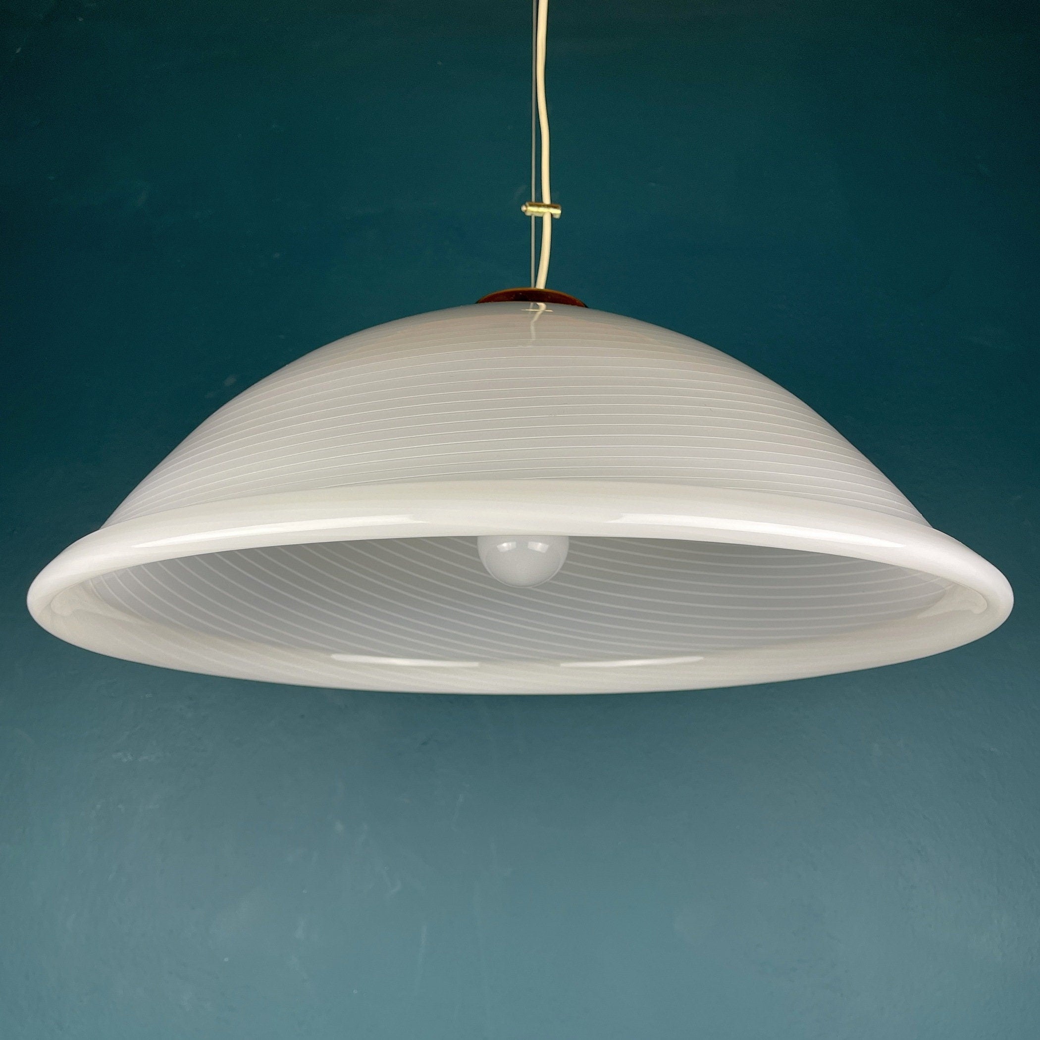 Vintage Swirl Murano Glass Pendant Lamp: 1980s Italian Mid-Century Lighting