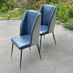 Vintage blue dining chairs, Italy 1950s, Mid-century modern, Set of 2