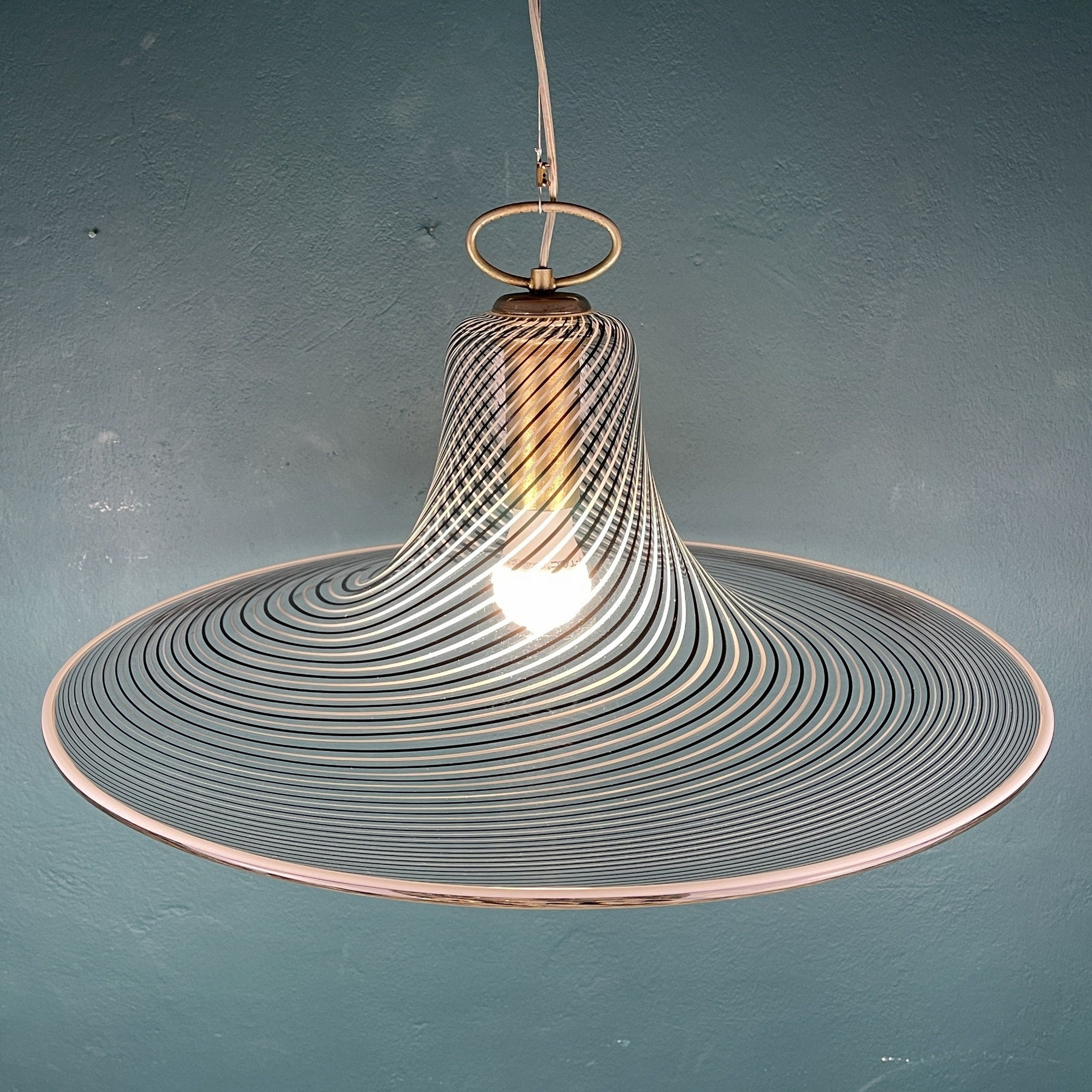 Vintage swirl Murano pendant lamp Italy 1970s Italian modern murano chandelier