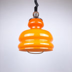 Mid-century orange glass pendant lamp Yugoslavia 1970s Retro lighting Space age