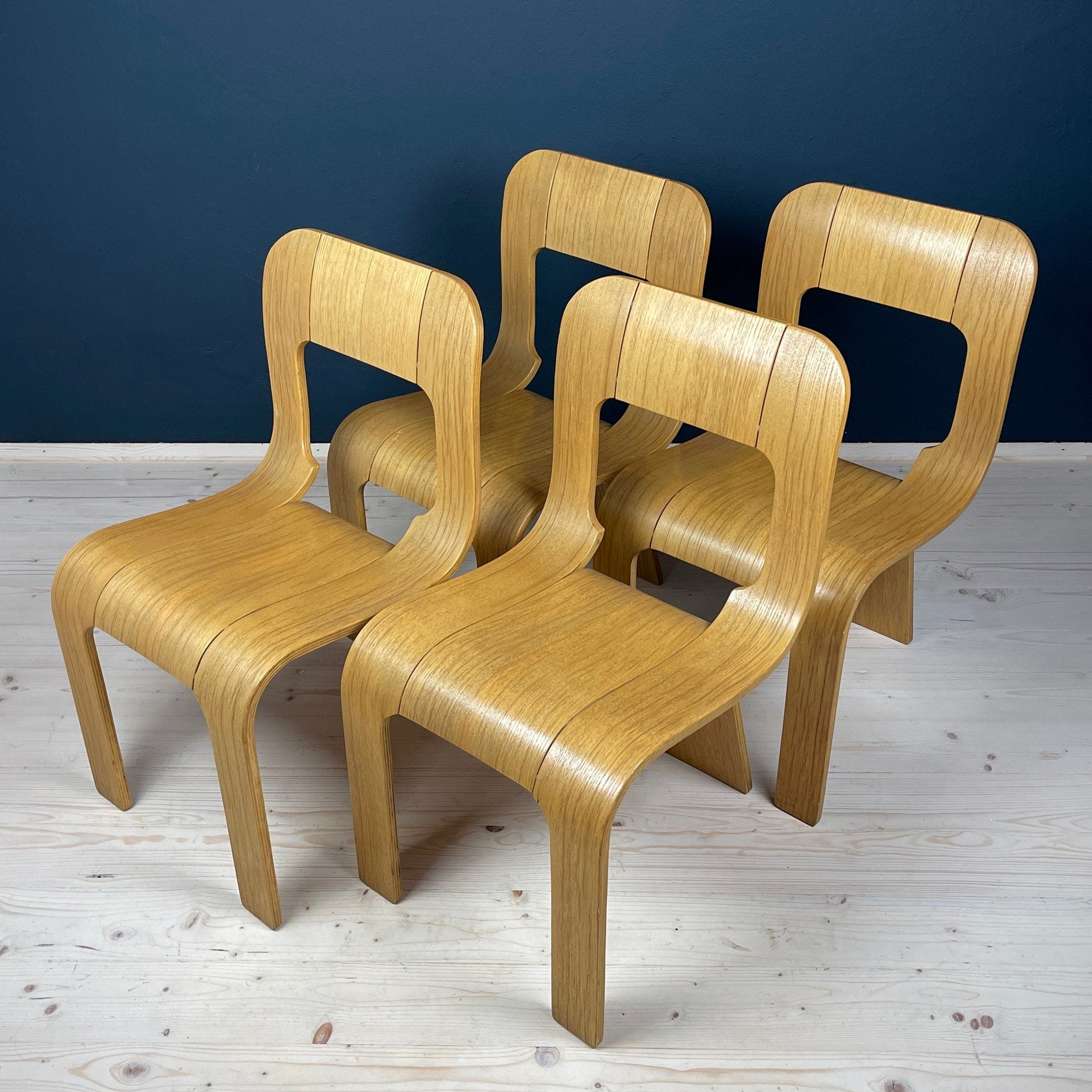 Mid-Century Plywood Dining Chairs Esse by Gigi Sabadin, Stilwood, Italy - Set of 4
