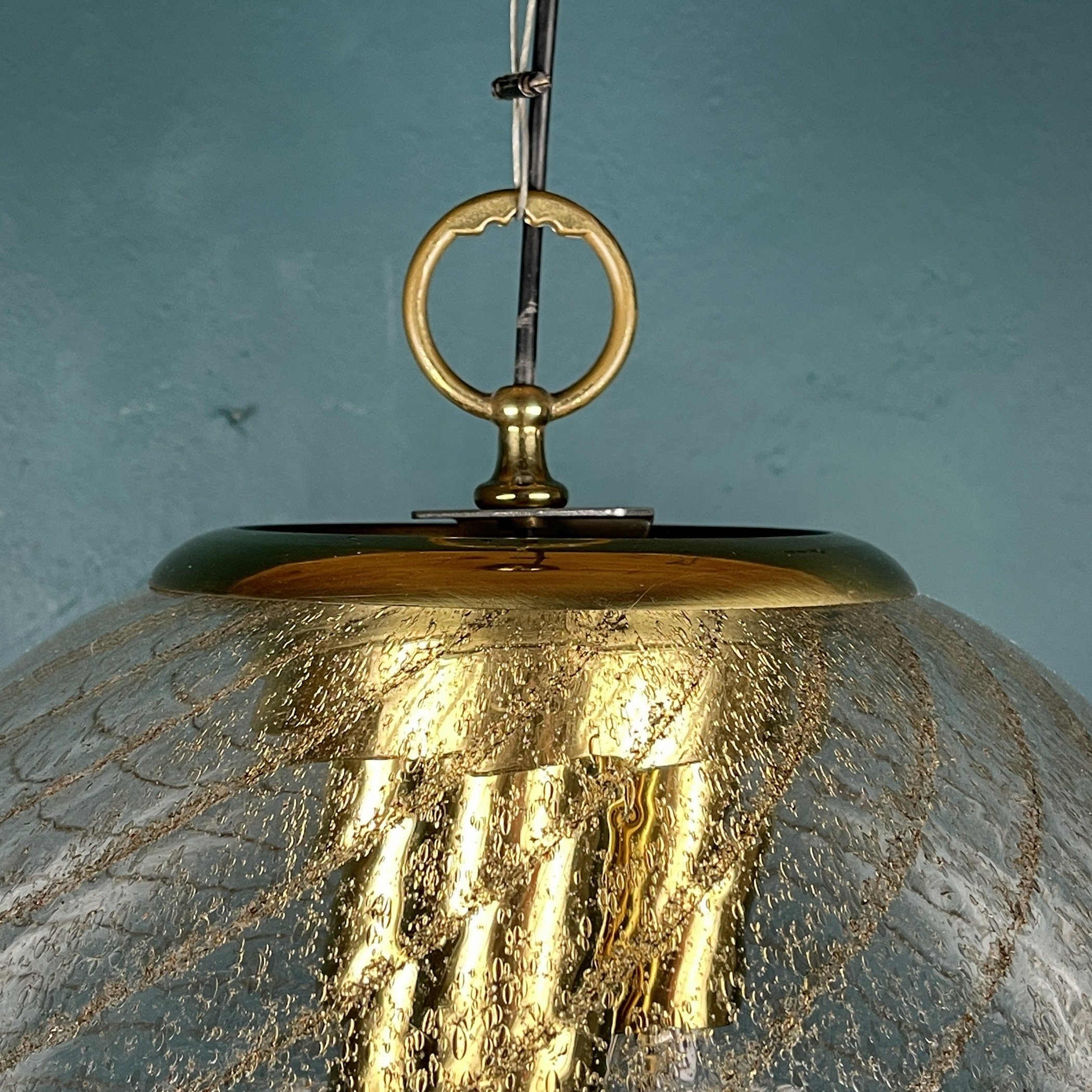 Vintage La Murrina Swirled Murano Glass Pendant Lamp - 1970s Italian Lighting