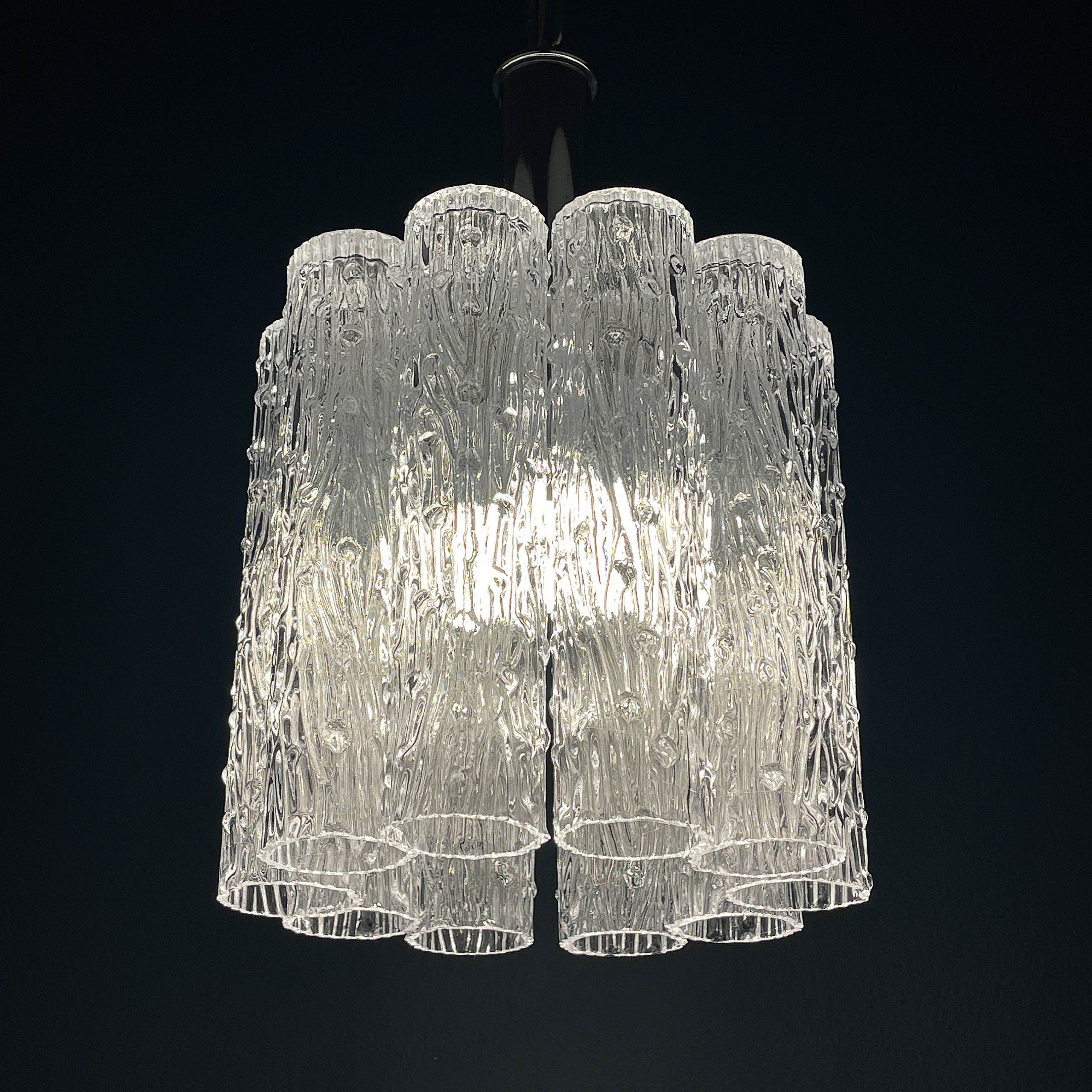 Mid-century murano glass chandelier Tronchi by Toni Zuccheri for Venini Italy 1960s
