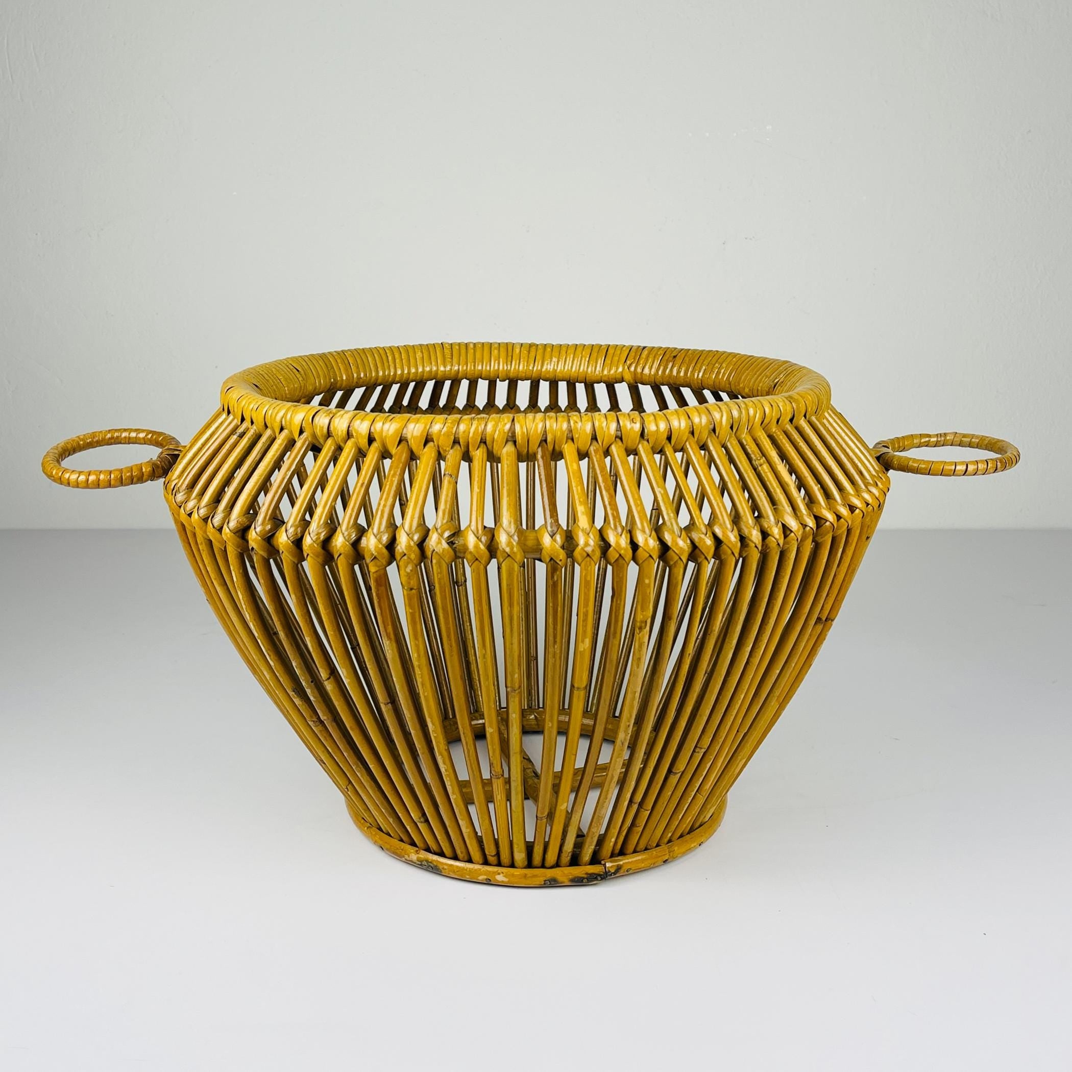 Vintage rattan basket, Italy 1960s, Vintage home decor
