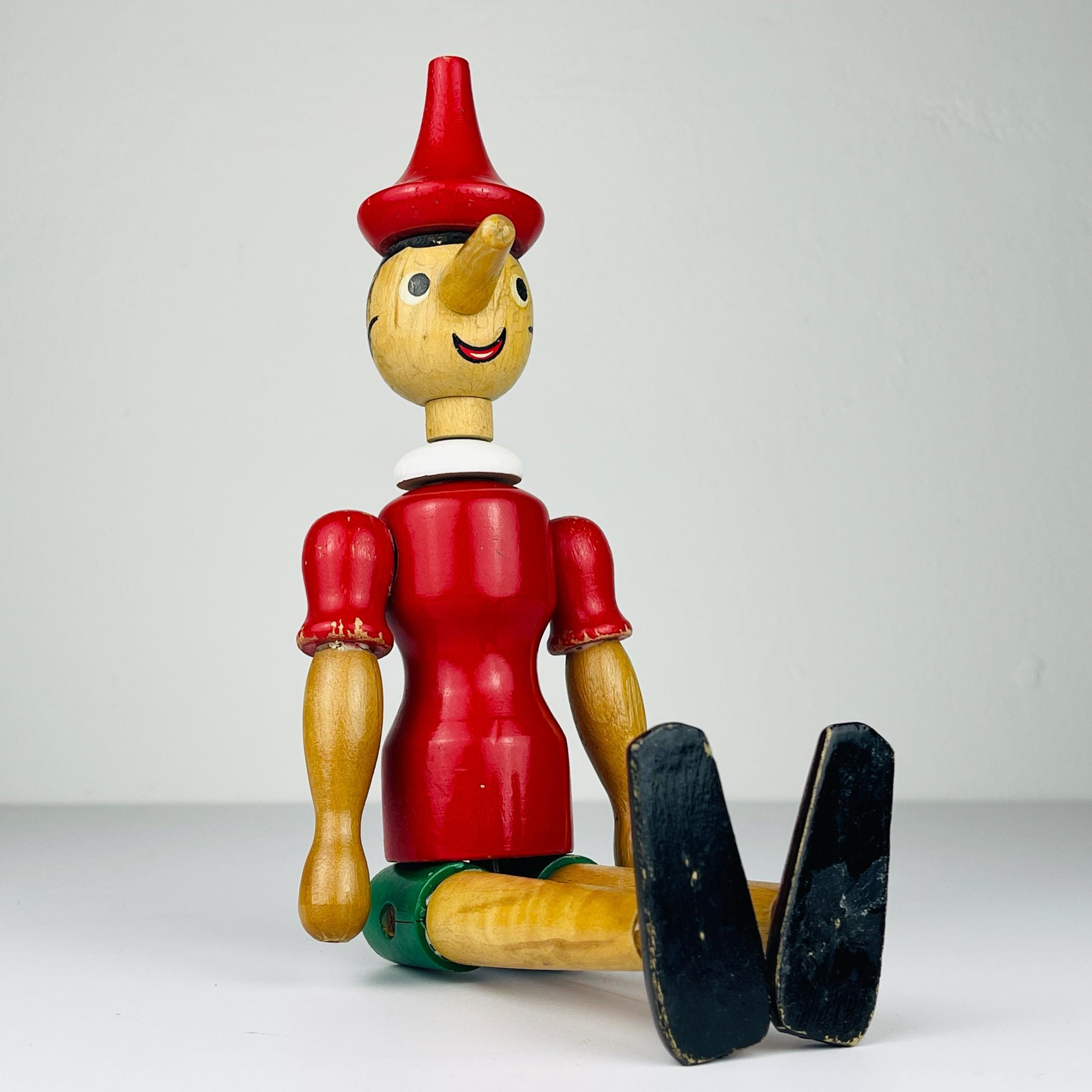 Vintage wooden toy Pinocchio, Italy, 1960s, Vintage home decor