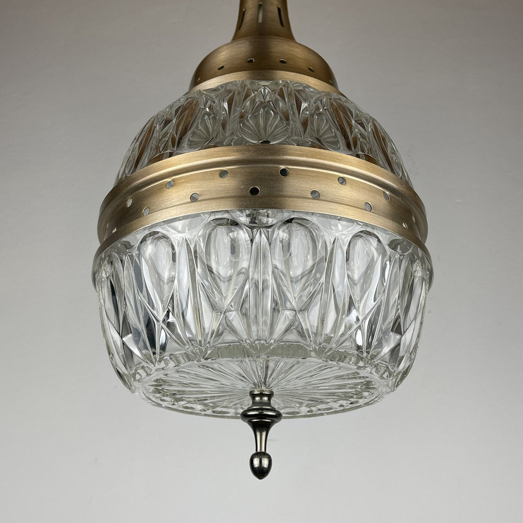 Mid-century glass pendant lamp Italy 1960s Vintage Italian lighting Space Age
