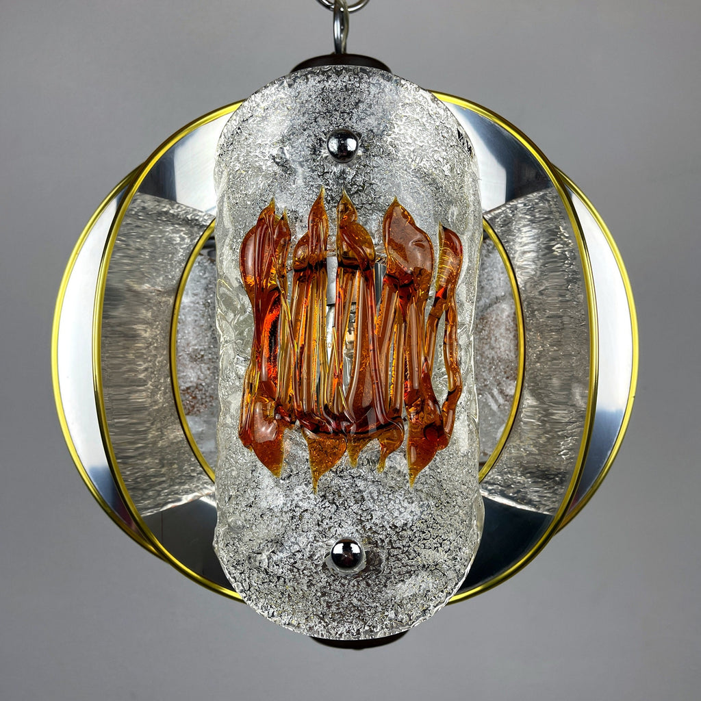 Mid-Century Amber Murano Glass Chandelier by Toni Zuccheri for VeArt, 1970s