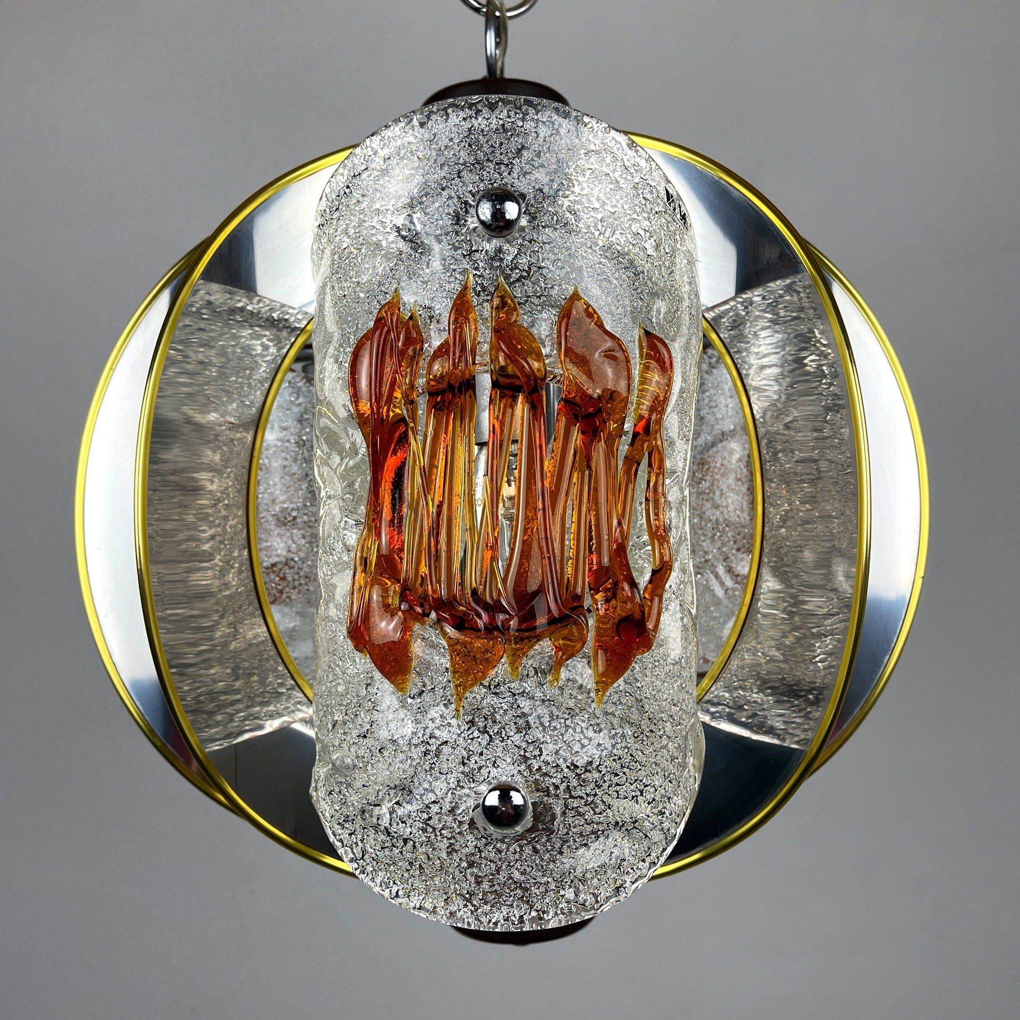 Mid-Century Amber Murano Glass Chandelier by Toni Zuccheri for VeArt, 1970s