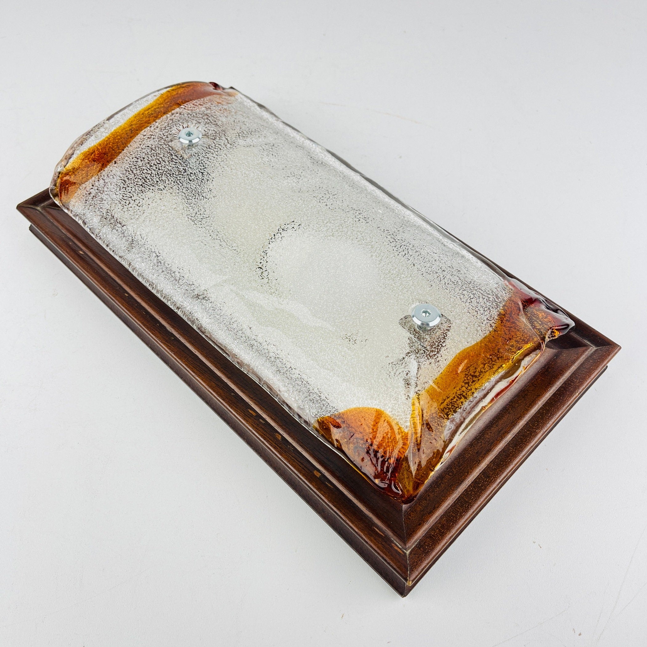 Vintage Wood Murano Wall lamp Italy, 1970s MCM Sconce Lamp