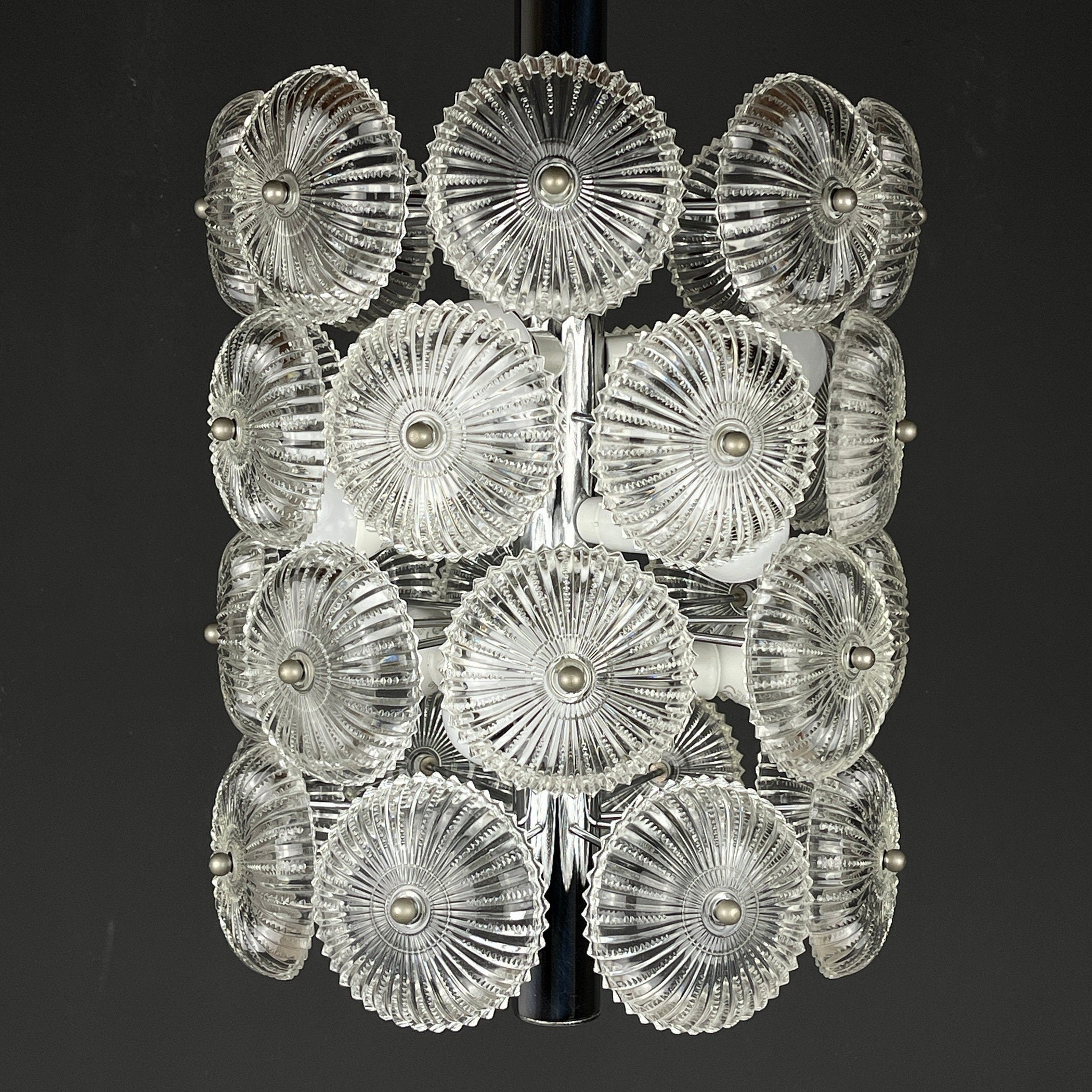 Vintage crystal chandelier Dandelion Italy 1960s mid-century modern italian lighting