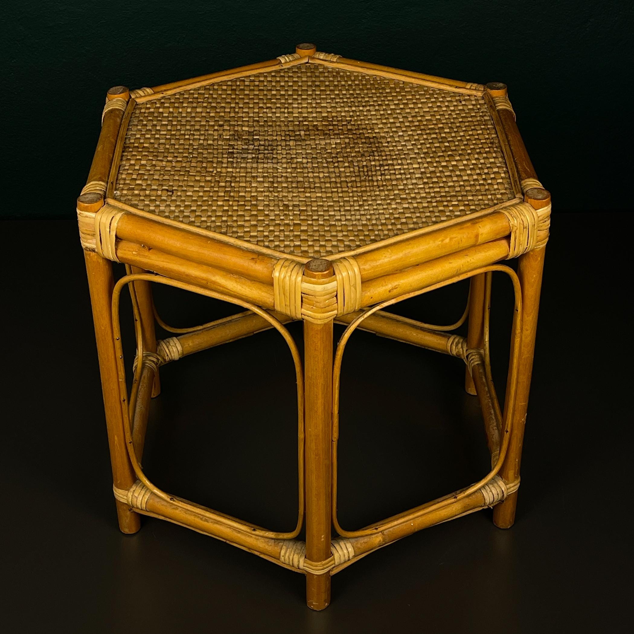 Vintage rattan coffee table, Italy 1960s