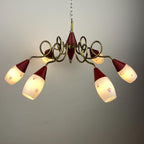 Vintage brass and murano glass chandelier by Stilnovo, Italy, 1960s, Italian Classic Design