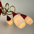 Vintage brass and murano glass chandelier by Stilnovo, Italy, 1960s, Italian Classic Design